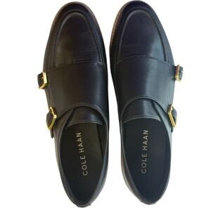 Cole Haan Grand Crosscourt Monk Strap Leather Sneakers Women's 9.5 B Black